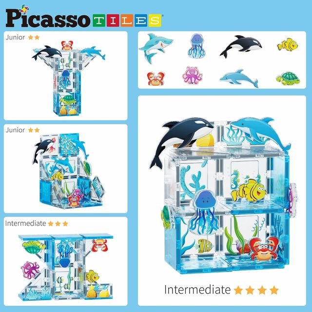 Picasso Magnetic Tiles Aquarium Marine Animal 26 - pieces - Marah Kids