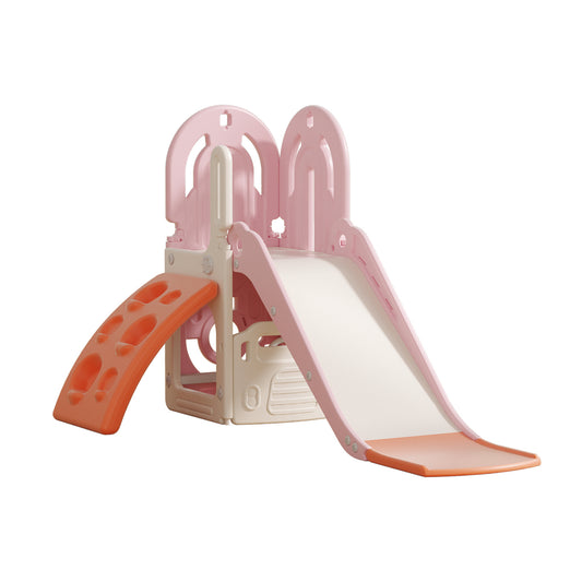 Slide w/ Climbing Wall and Basketball Hoop - Pink - Marah Kids