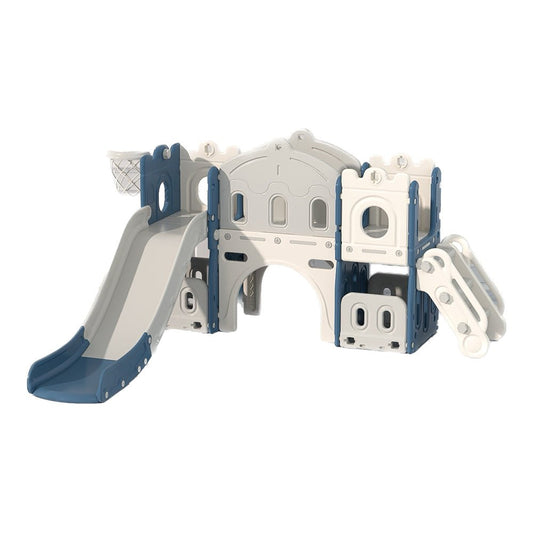 Twin Tower Playhouse with Slide and Basketball Hoop - Marah Kids