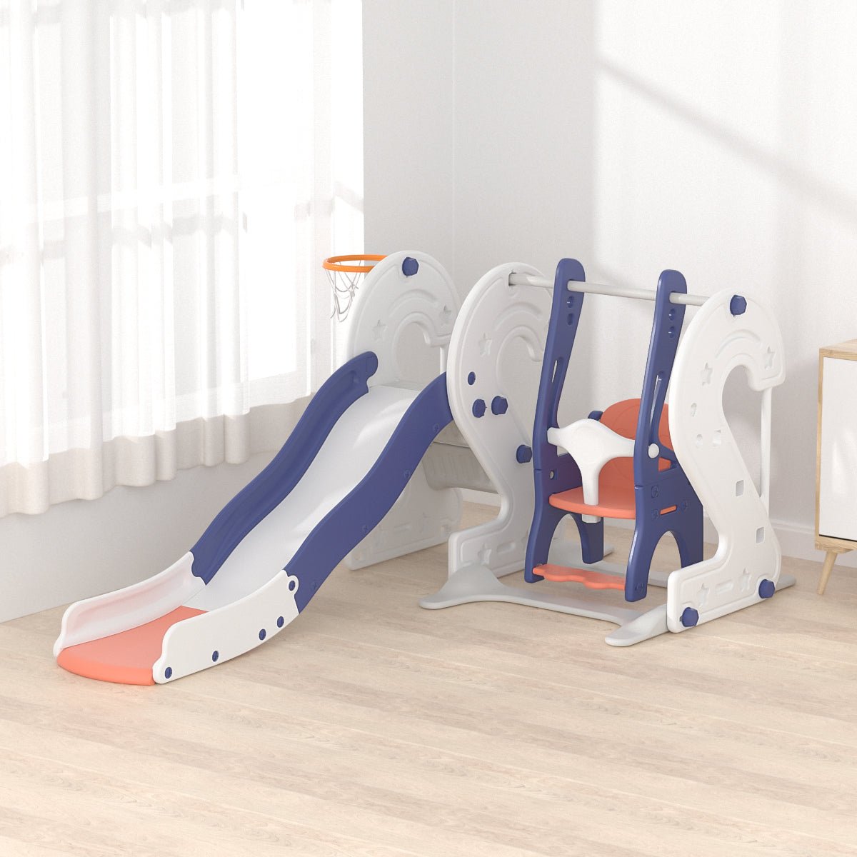 Slide & Swing Set w/ Basketball Hoop - Marah Kids