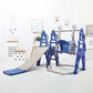 Slide & Swing Set w/ Basketball Hoop - Blue/Grey - Marah Kids