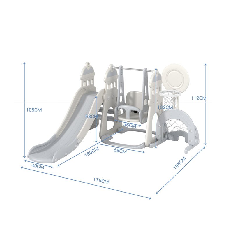 Slide and Swing Set with Basketball Hoop and Football Goal - Marah Kids