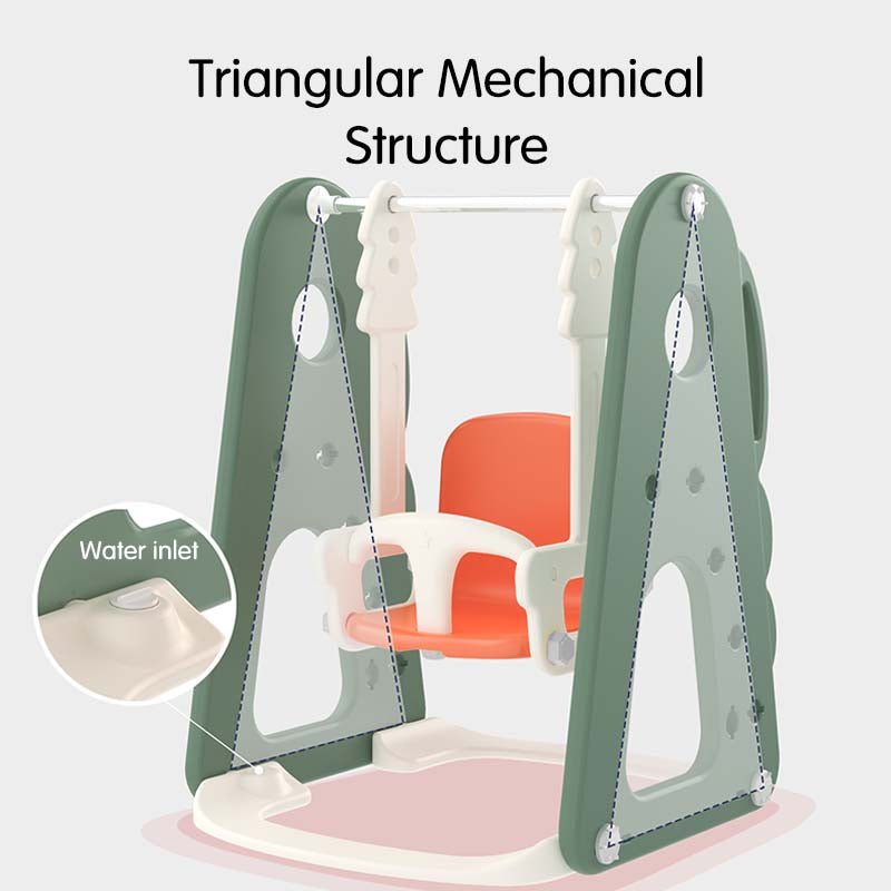 Slide & Swing Set W/Basketball Hoop & Football Goal - White - Marah Kids