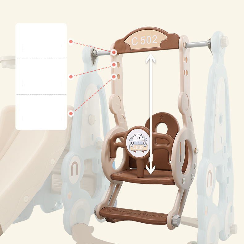 Lovely Baby - Slide & Swing Set w/ Basketball Hoop - Brown - Marah Kids