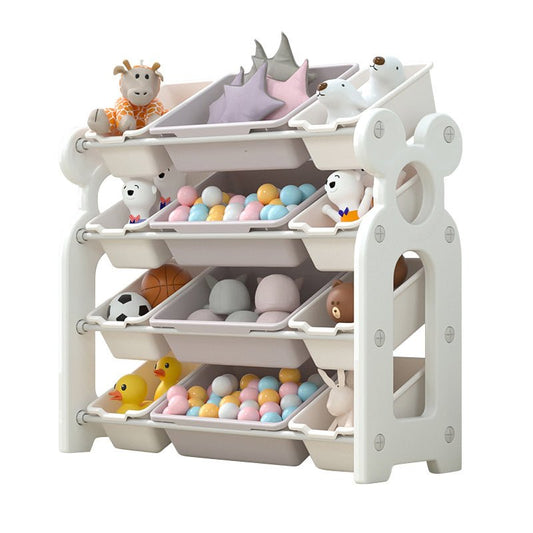 Storage Rack W/ 12 Boxes - White - Marah Kids