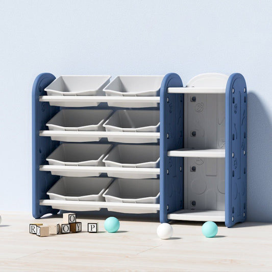 Storage Rack W/ Book Shelf - Blue - Marah Kids
