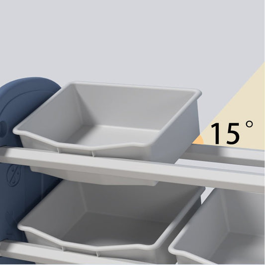 Storage Rack W/ Book Shelf - Blue - Marah Kids