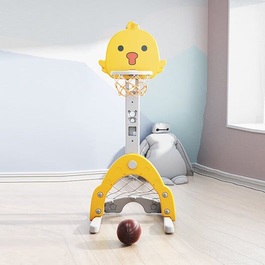 Basketball Stand w/ Football Goal - Yellow - Marah Kids