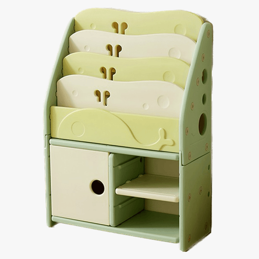 Books Storage Rack w/ Cabinet and Shelf - Green - Marah Kids