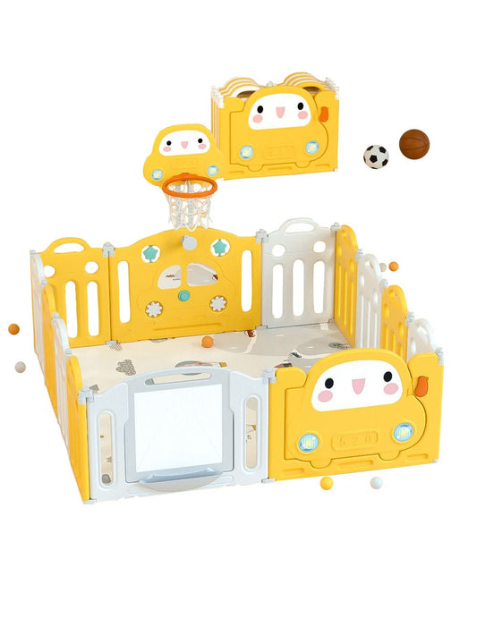 Kids Playpen with Basketball Hoop - 13PCS - Marah Kids