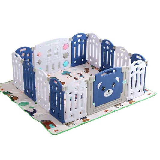 Lovely Baby - Kids Bear Playpen 14pcs - Blue - Marah Kids