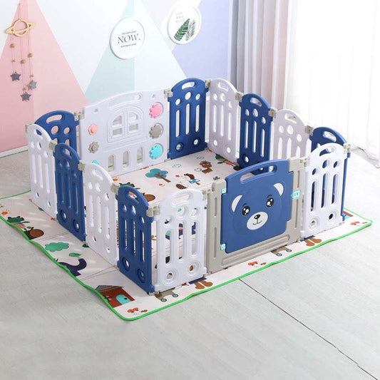 Lovely Baby - Kids Bear Playpen 14pcs - Blue - Marah Kids