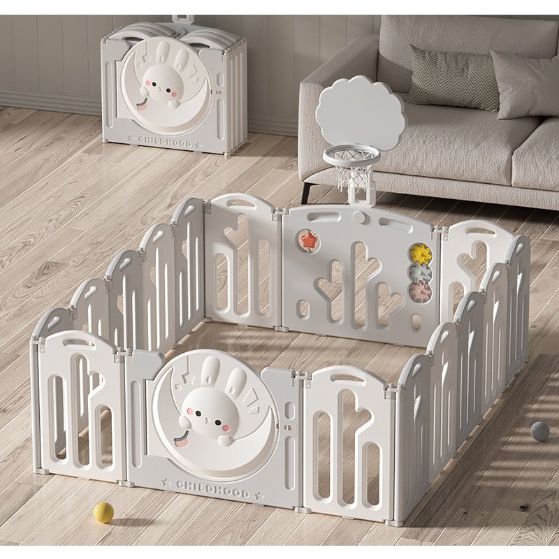 Kids Rabbit Playpen - W/ Basketball Hoop - 16 pcs - Marah Kids