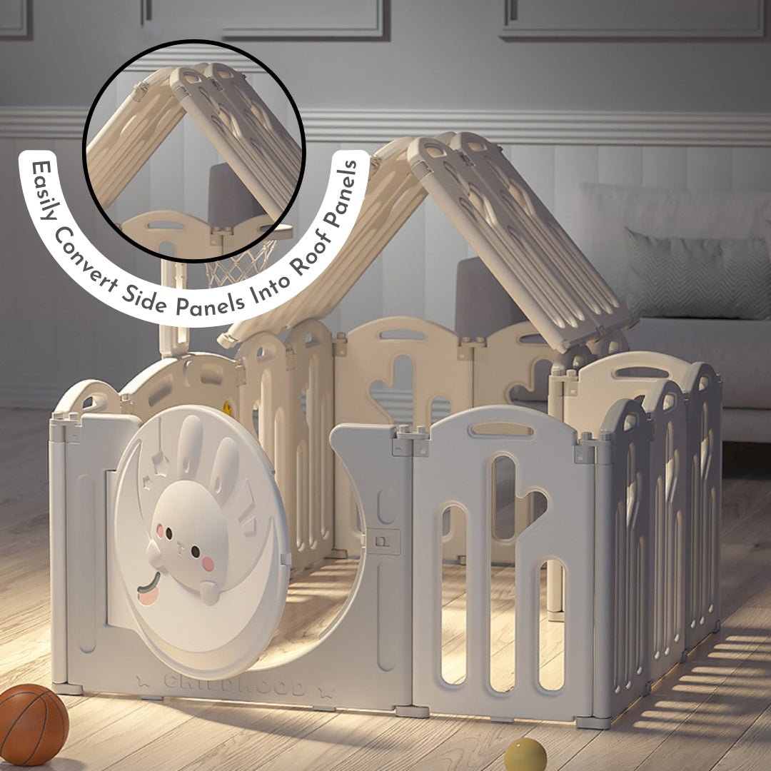 Kids Rabbit Playpen - W/ Basketball Hoop - 16 pcs - Marah Kids