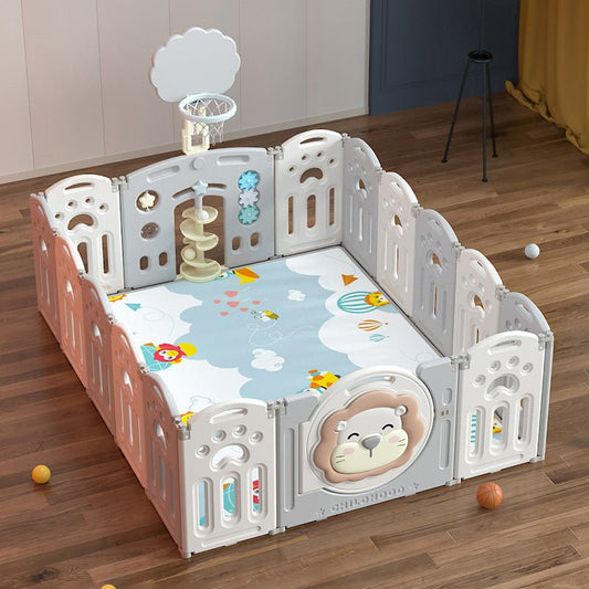 Lovely Baby - Kids Playpen Lion - W/ Basketball Hoop - 16pcs - Marah Kids