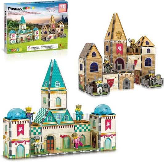 Picasso Magnetic Tiles Medieval Castle Theme 70 - pieces - Marah Kids