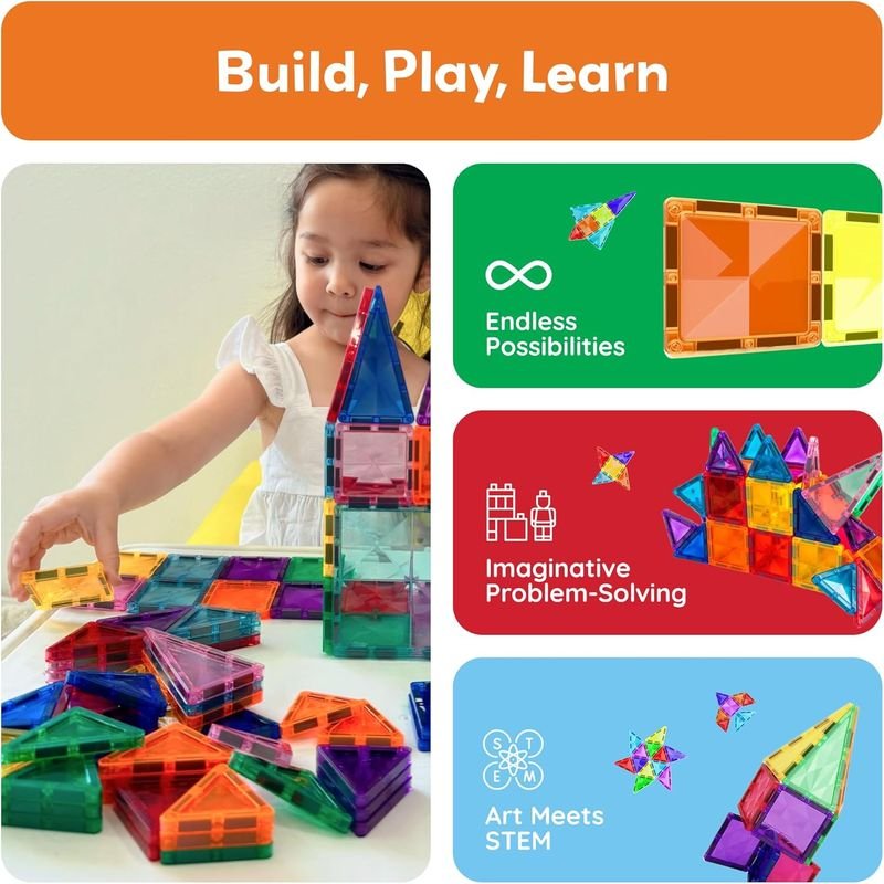 Picasso Magnetic Tiles Diamond Series with 1 Car 80 - pieces - Marah Kids