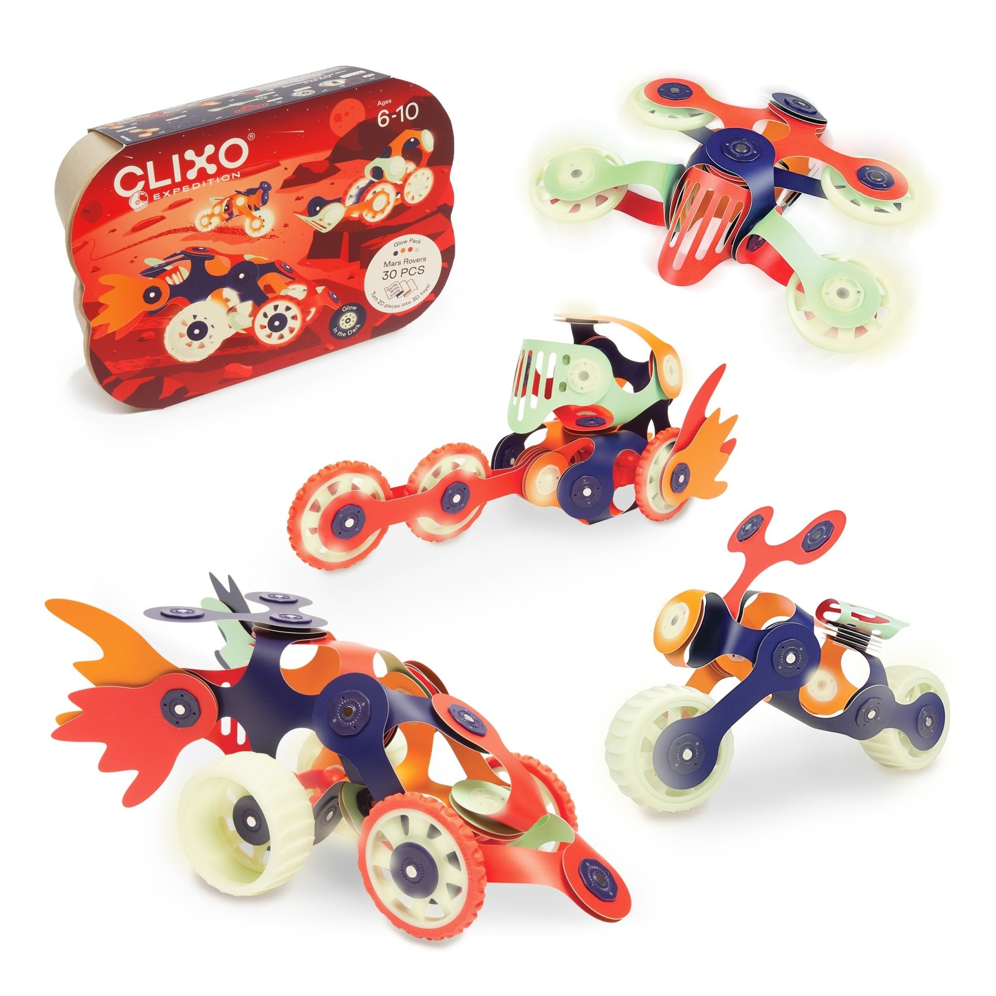 Clixo Mars Rovers Pack - 30 Piece Magnetic Building Set - Marah Kids