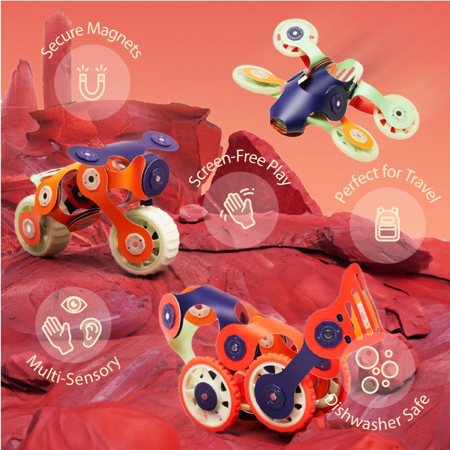 Clixo Mars Rovers Pack - 30 Piece Magnetic Building Set - Marah Kids
