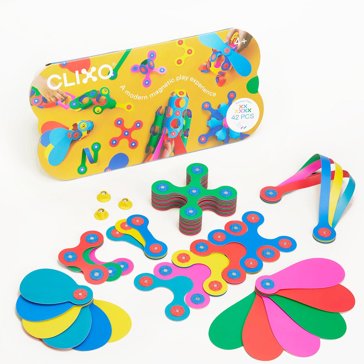 Clixo Rainbow Pack - 42 Piece Magnetic Building Set - Marah Kids