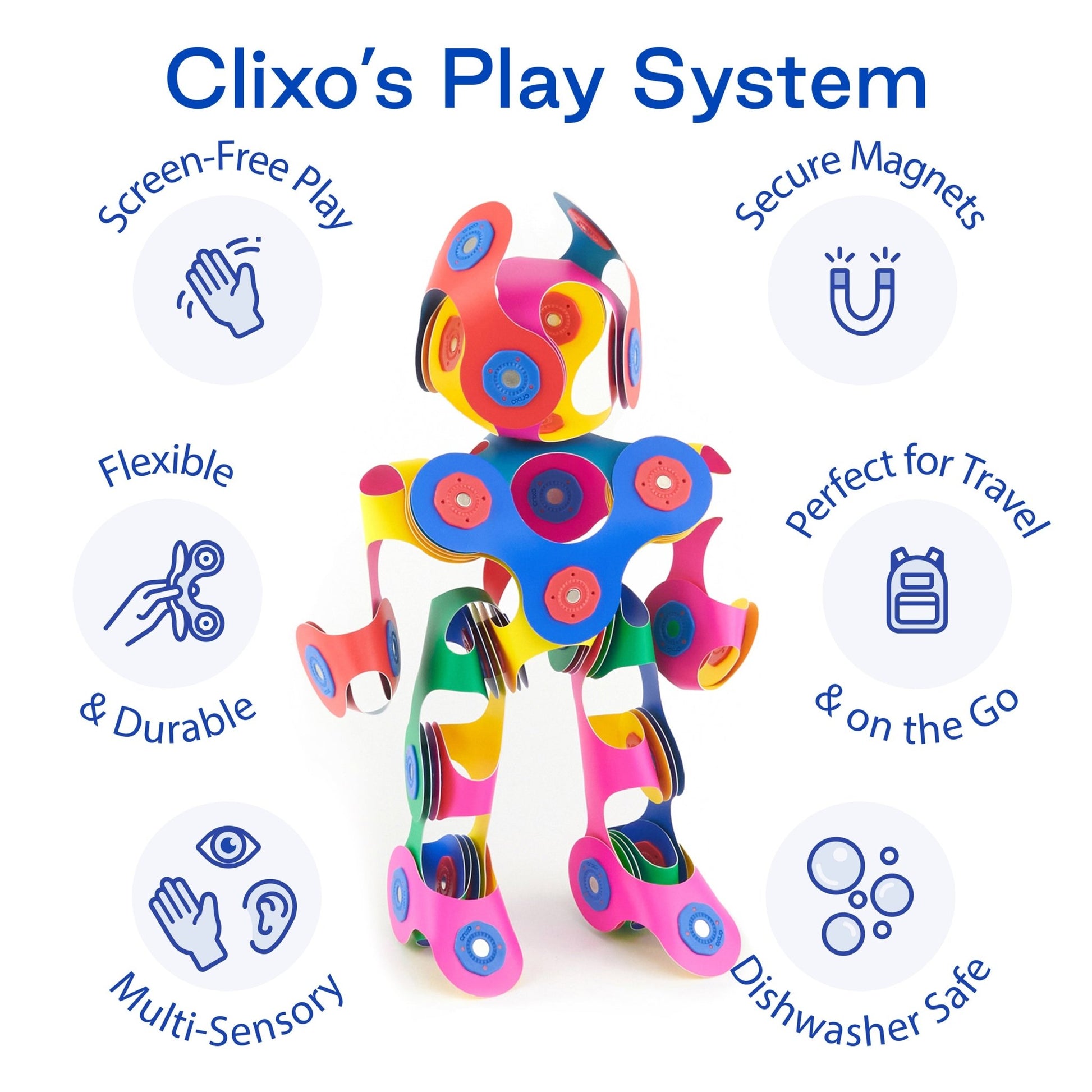 Clixo Rainbow Pack - 42 Piece Magnetic Building Set - Marah Kids