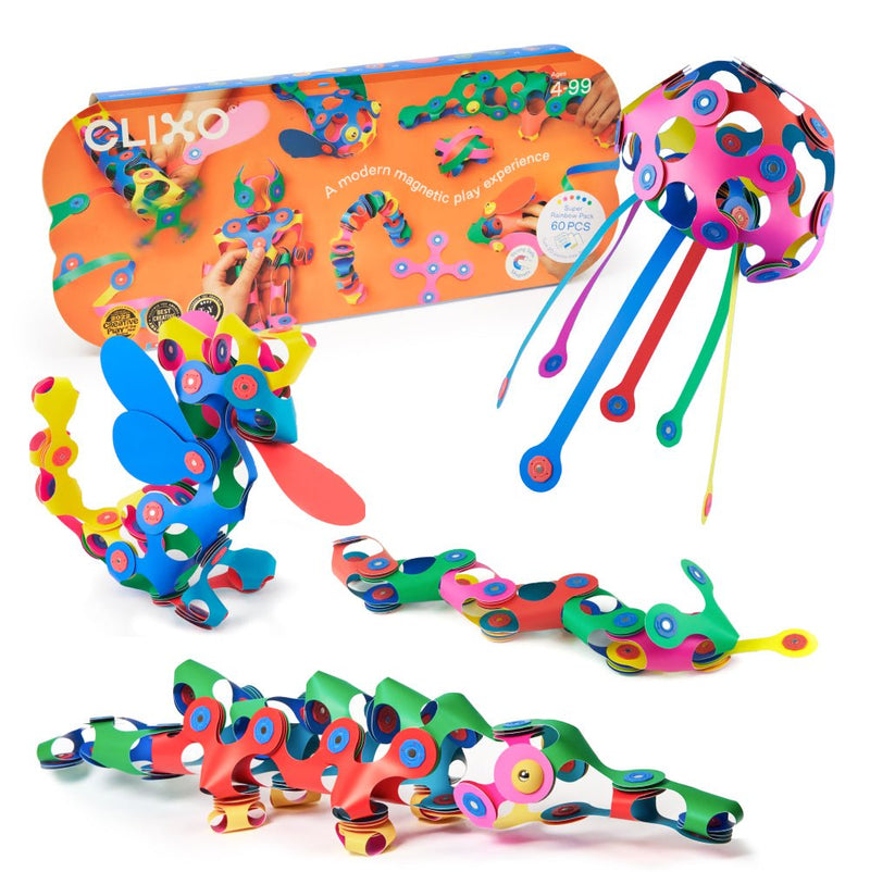 Clixo Super Rainbow Pack - 60 Piece Magnetic Building Set - Marah Kids