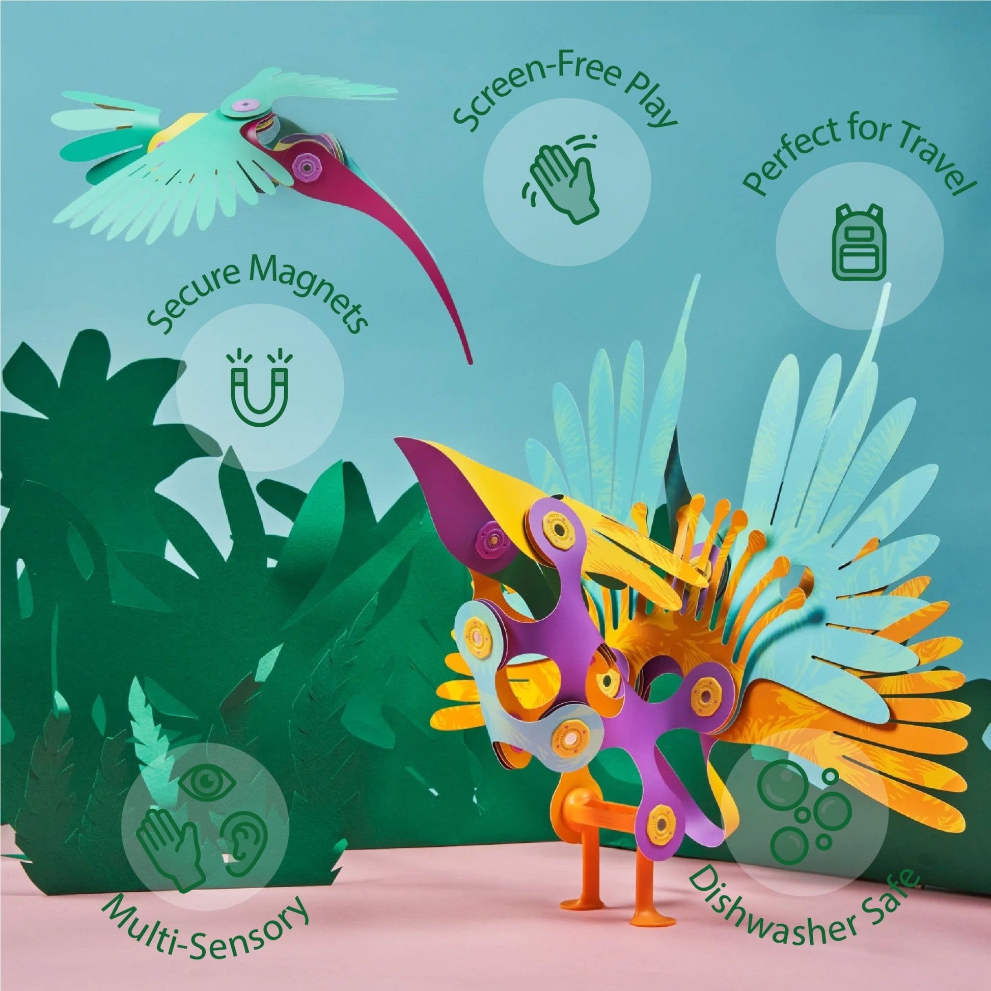 Clixo Tropical Birds Pack - 22 Piece Magnetic Building Set - Marah Kids