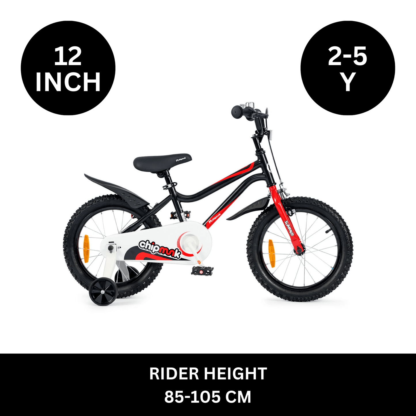 Chipmunk - MK 12 Inch Bicycle - Black - Marah Kids