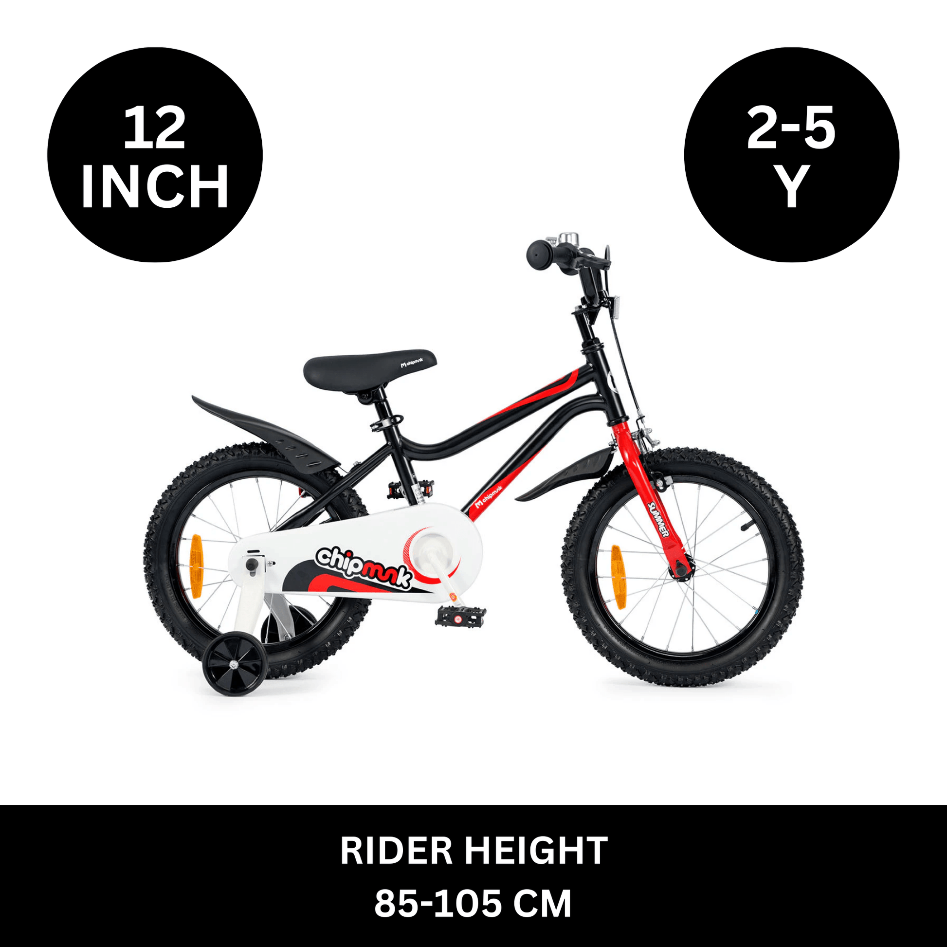 Chipmunk - MK 12 Inch Bicycle - Black - Marah Kids