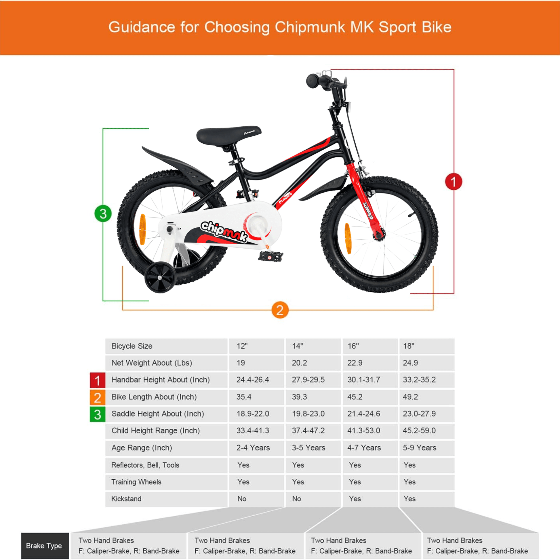 Chipmunk - MK 12 Inch Bicycle - Black - Marah Kids