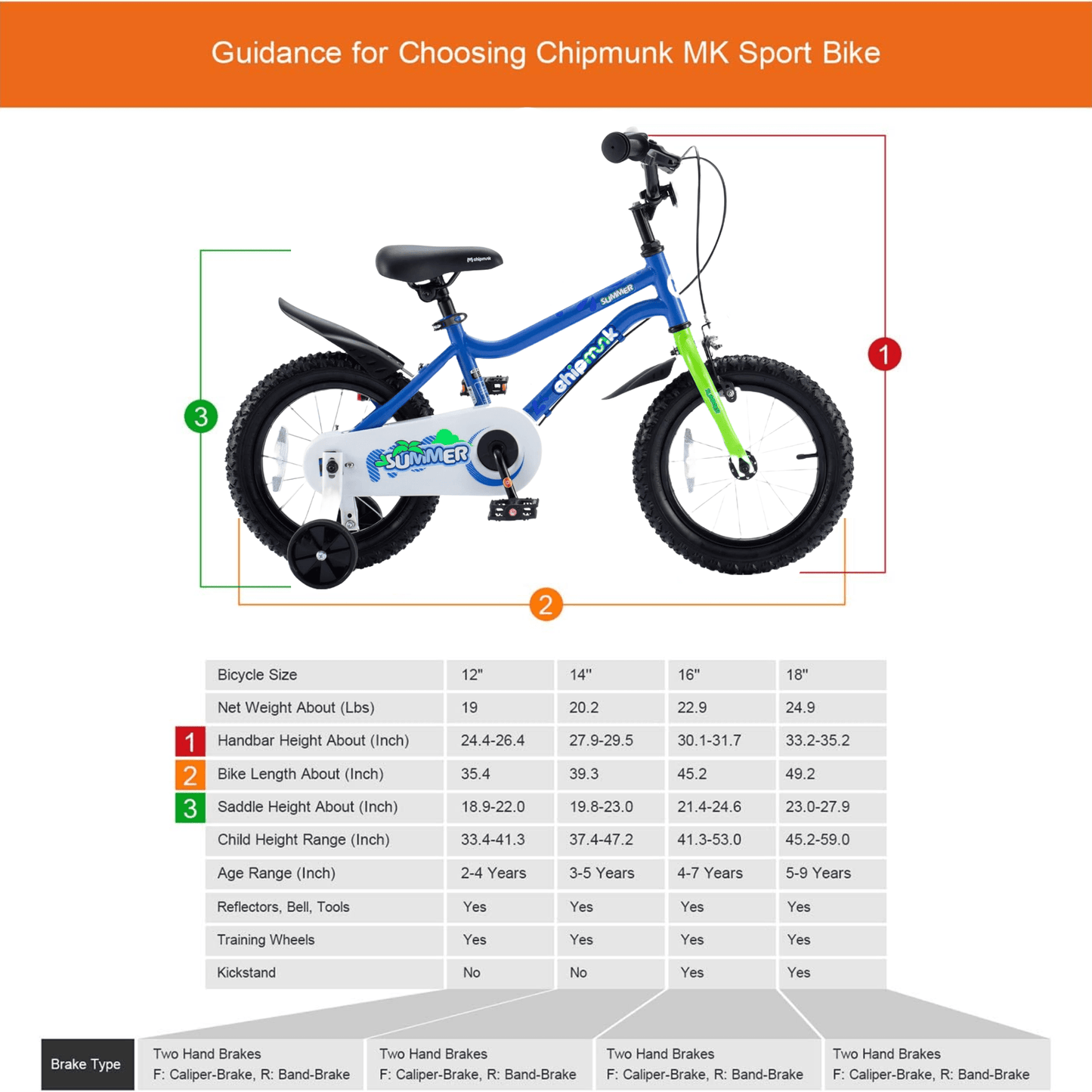 Chipmunk - MK 18 Inch Bicycle - Blue - Marah Kids