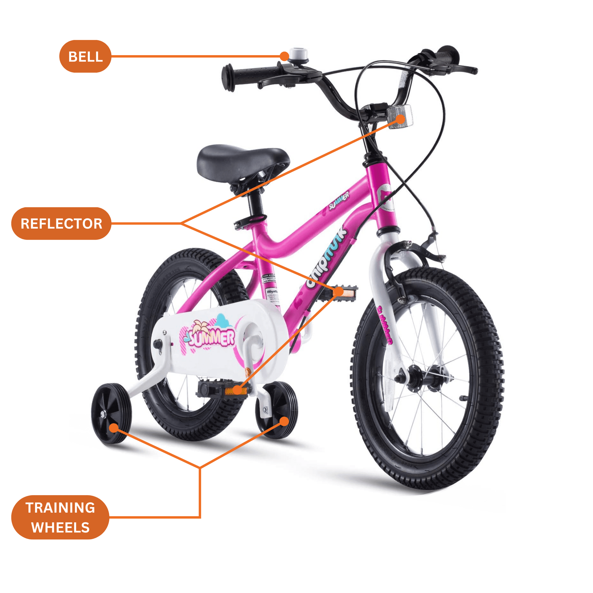 Chipmunk - MK 18 Inch Bicycle - Pink - Marah Kids