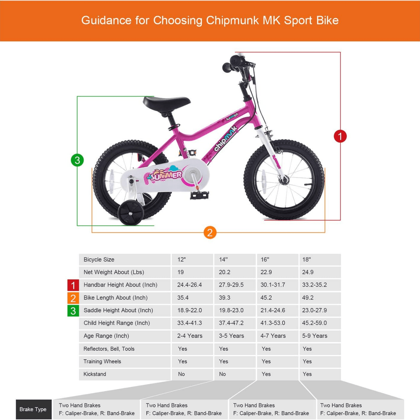 Chipmunk - MK 18 Inch Bicycle - Pink - Marah Kids