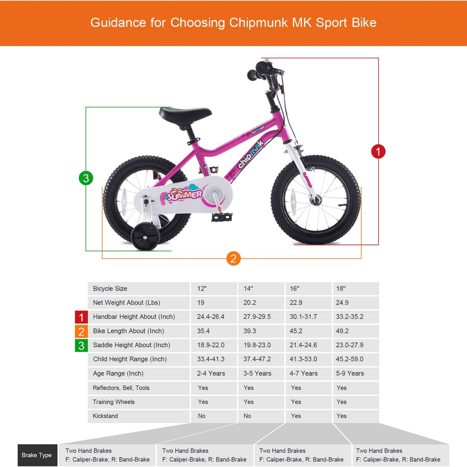 Chipmunk - MK 18 Inch Bicycle - Pink - Marah Kids