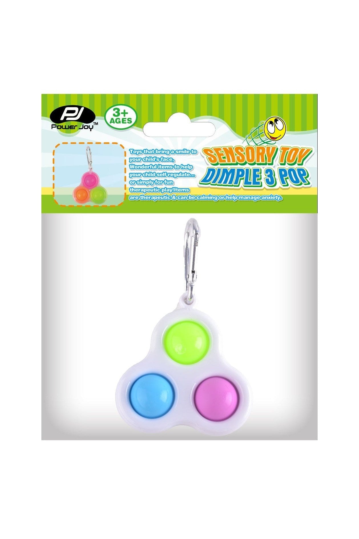 Power Joy Fidget Toy Dimple 3 Pop Keychain 1Piece - Marah Kids