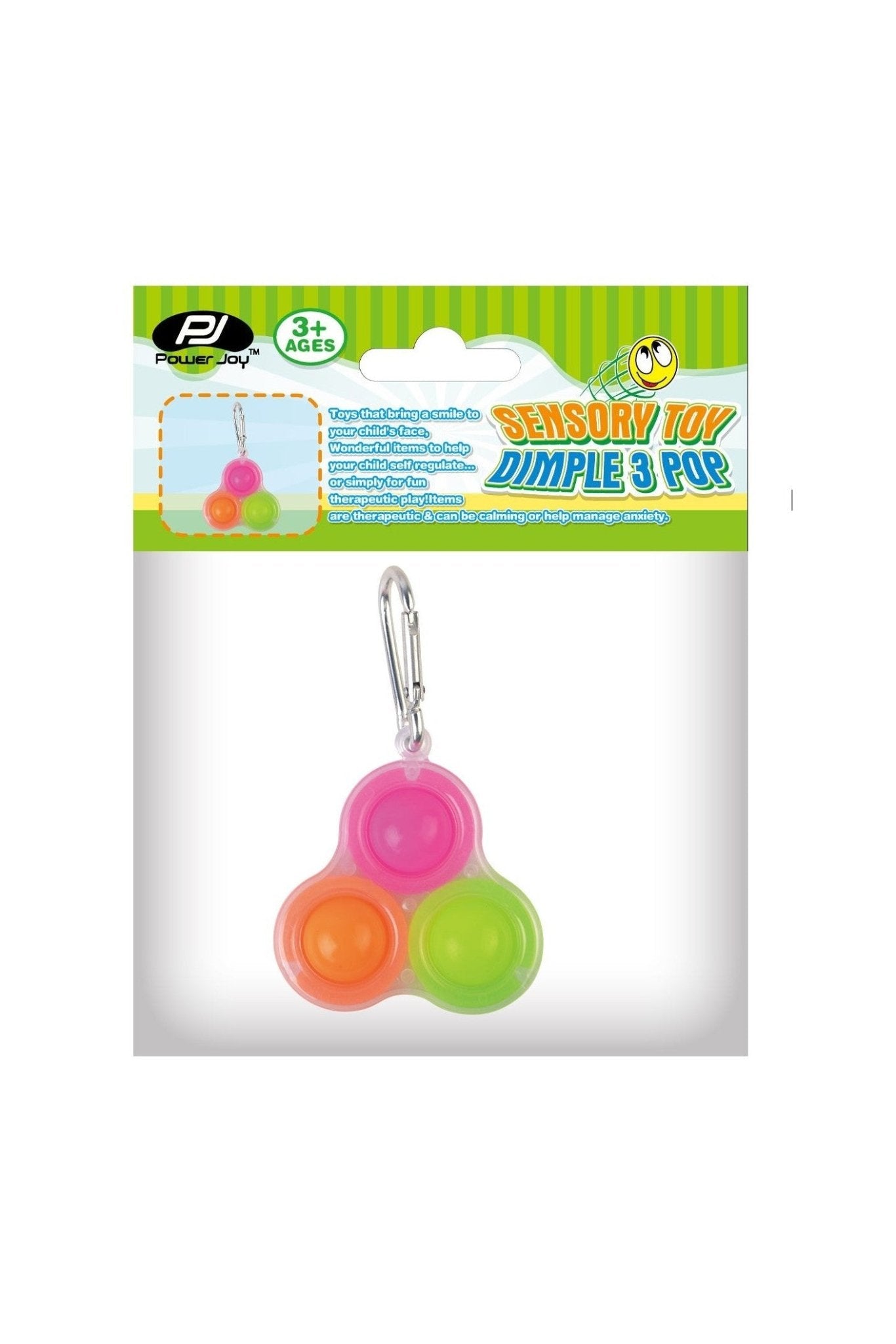 Power Joy Fidget Toy Dimple 3 Pop Keychain 1Piece - Marah Kids