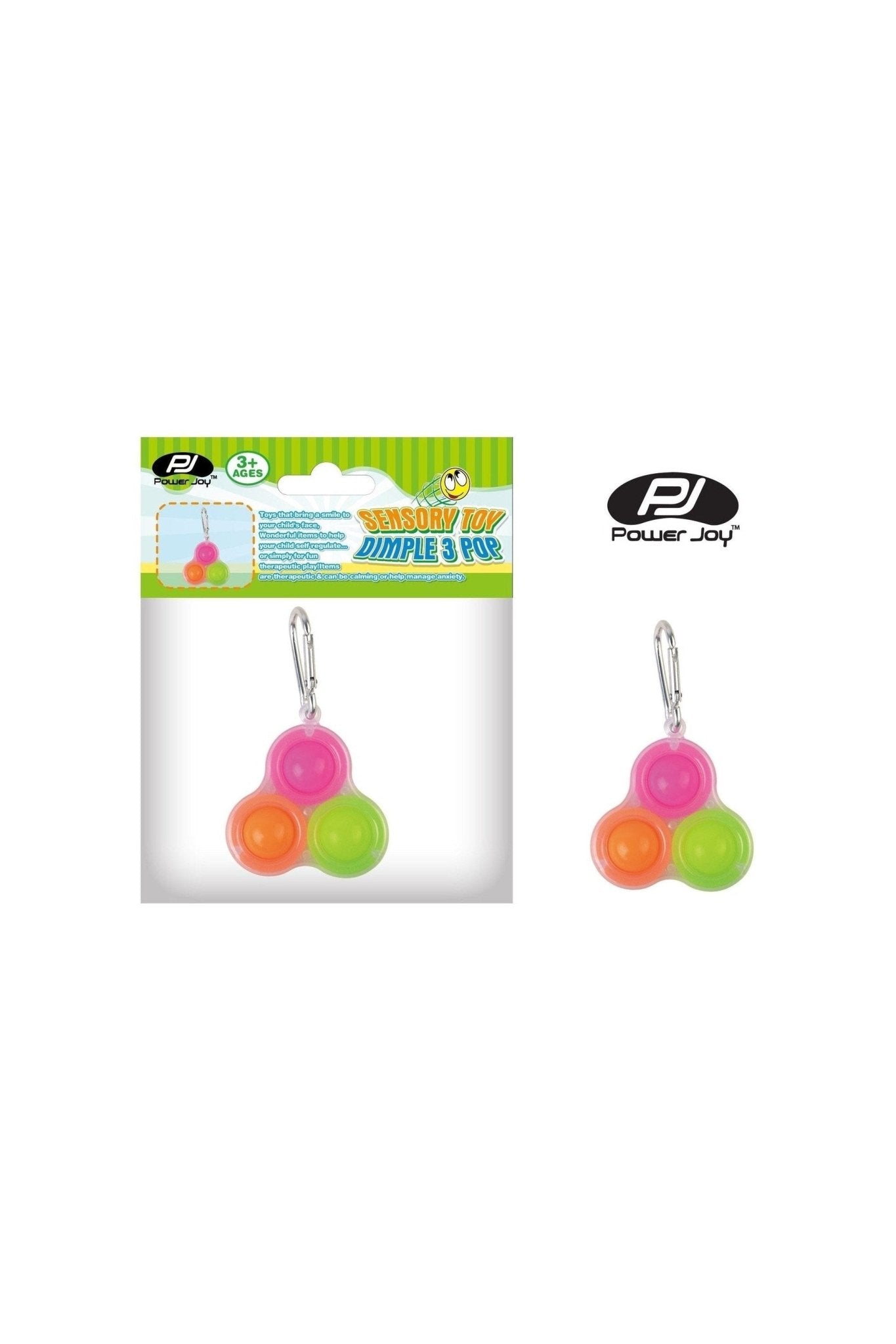 Power Joy Fidget Toy Dimple 3 Pop Keychain 1Piece - Marah Kids