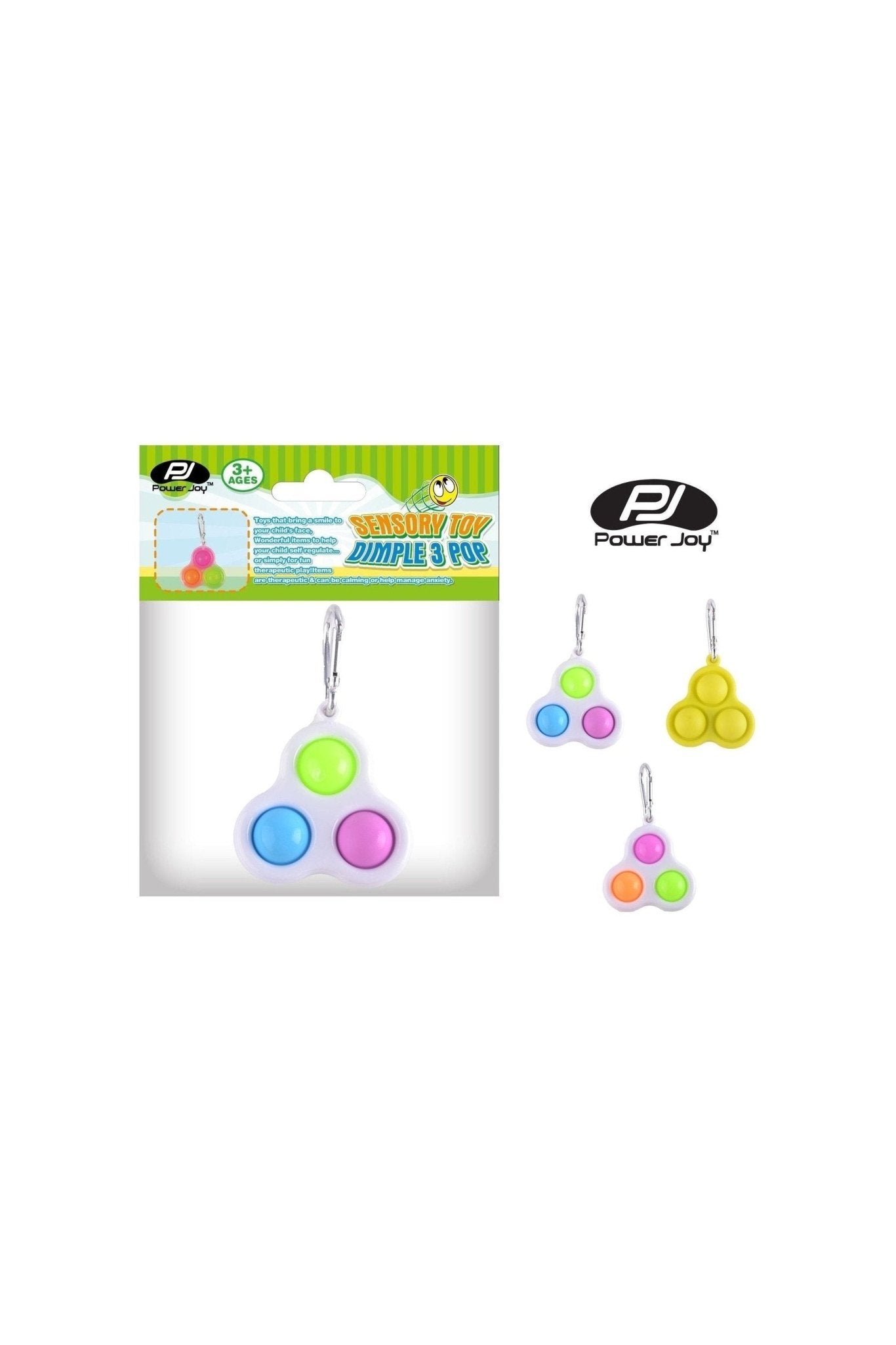 Power Joy Fidget Toy Dimple 3 Pop Keychain 1Piece - Marah Kids