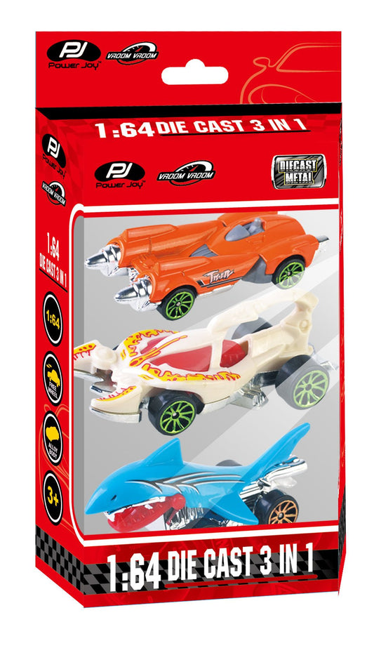 سيارة Power Joy Vroom Vroom Diecast Viper-Diecast 1:64 3in1