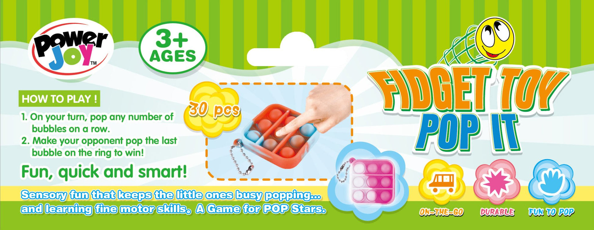 Power Joy - Pop It Keychain Fidget Toy - Multicolor - 30 Pcs - Marah Kids