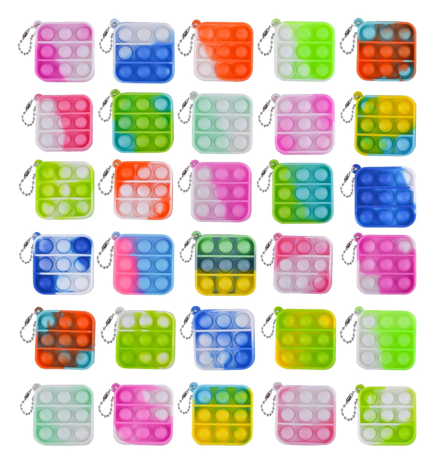 Power Joy - Pop It Keychain Fidget Toy - Multicolor - 30 Pcs - Marah Kids