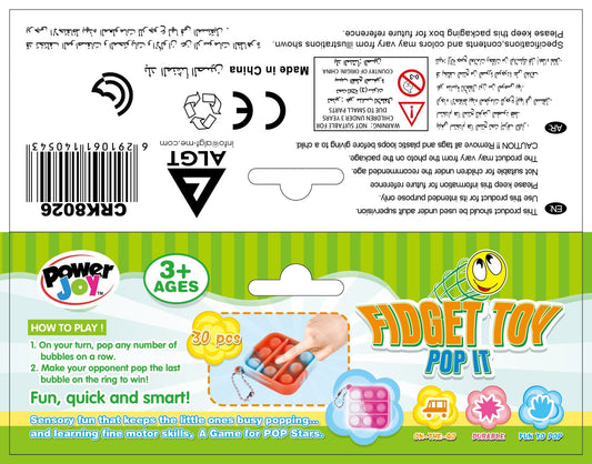 Power Joy - Pop It Keychain Fidget Toy - Multicolor - 30 Pcs - Marah Kids