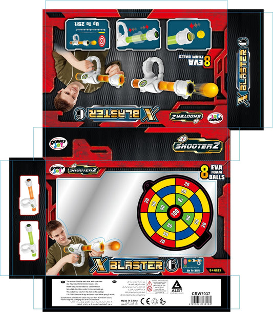 Power Joy Shooterz X Blaster 6 with Eva Foam Ball 8 - pieces, Assorted 1 Piece - Marah Kids