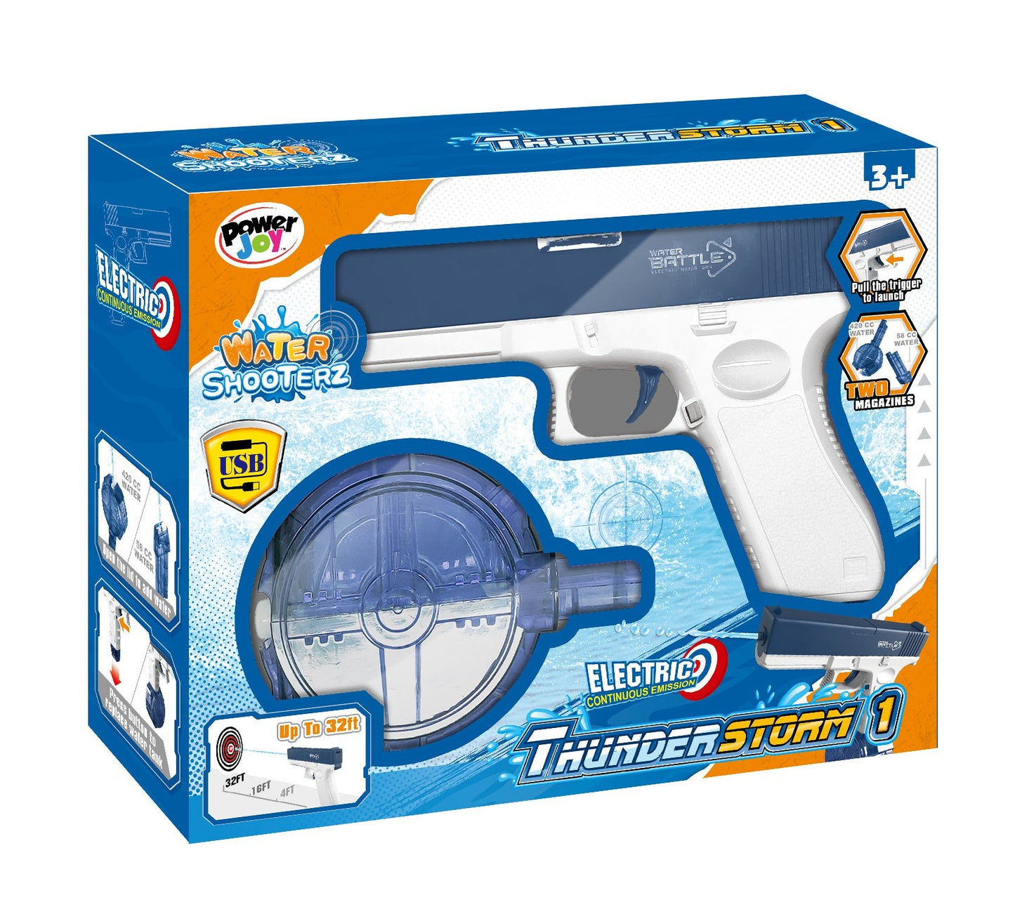Power Joy - Water shooterz Gun T.Storm1 Bpc B/O - Marah Kids