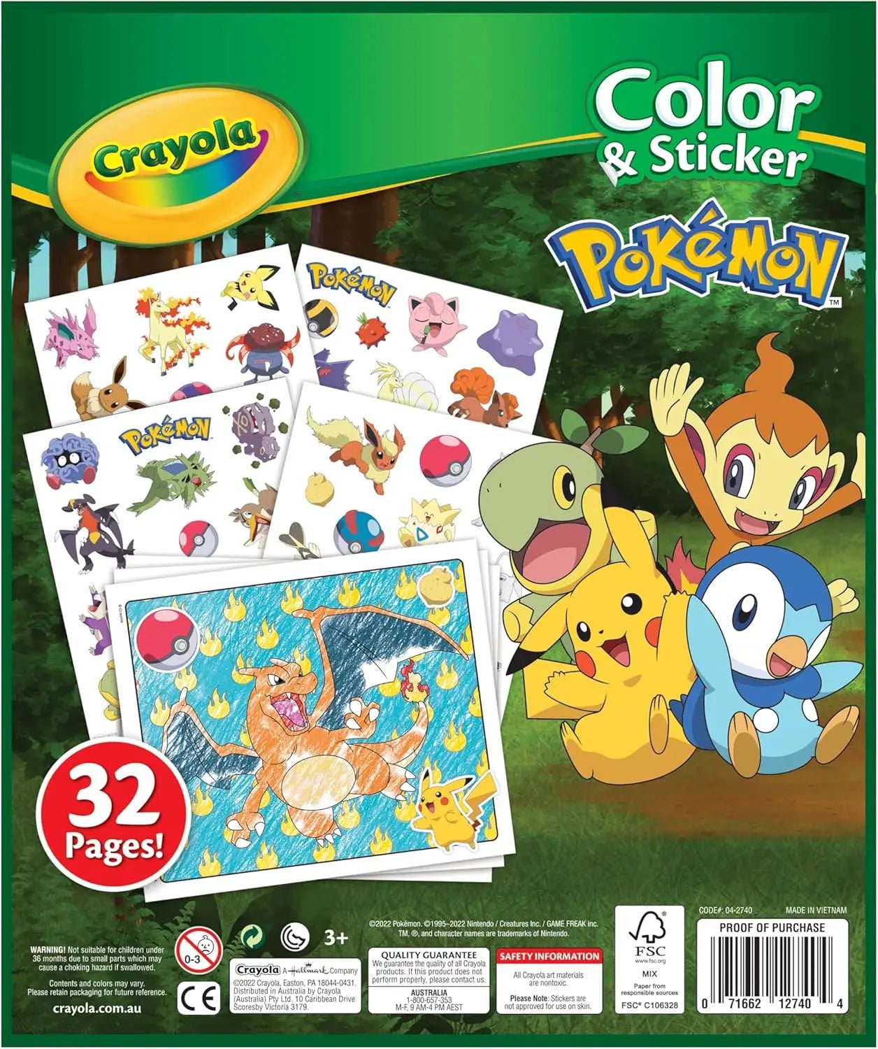 Crayola Pokémon Colouring Book with Stickers – 32 Fun Activity Pages & 4 Sticker Sheets - Marah Kids