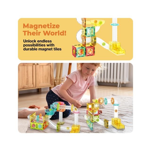 Picasso Magnetic Marble Run with Launcher 80pieces - Marah Kids