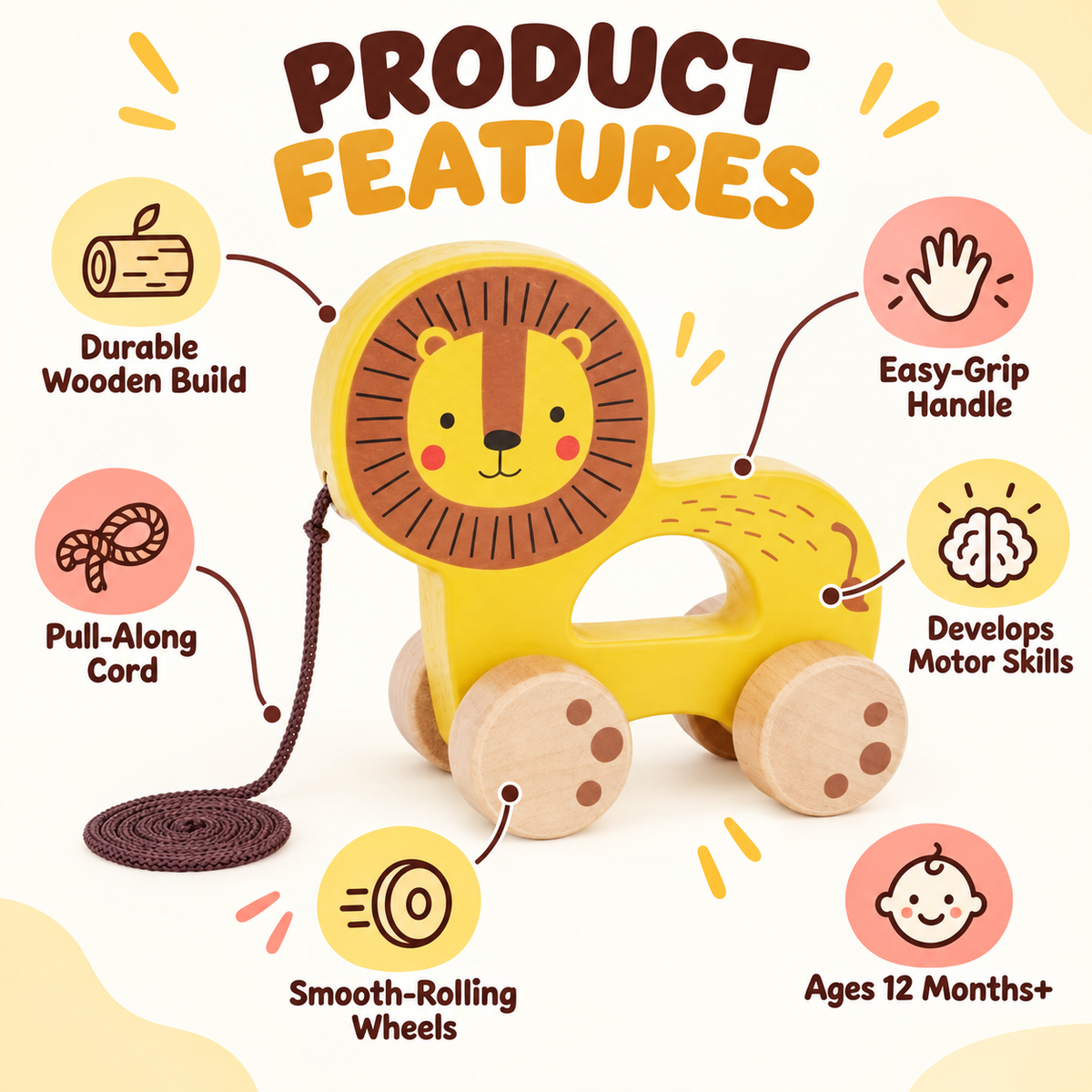 Tooky Toy Pull Along - Lion
