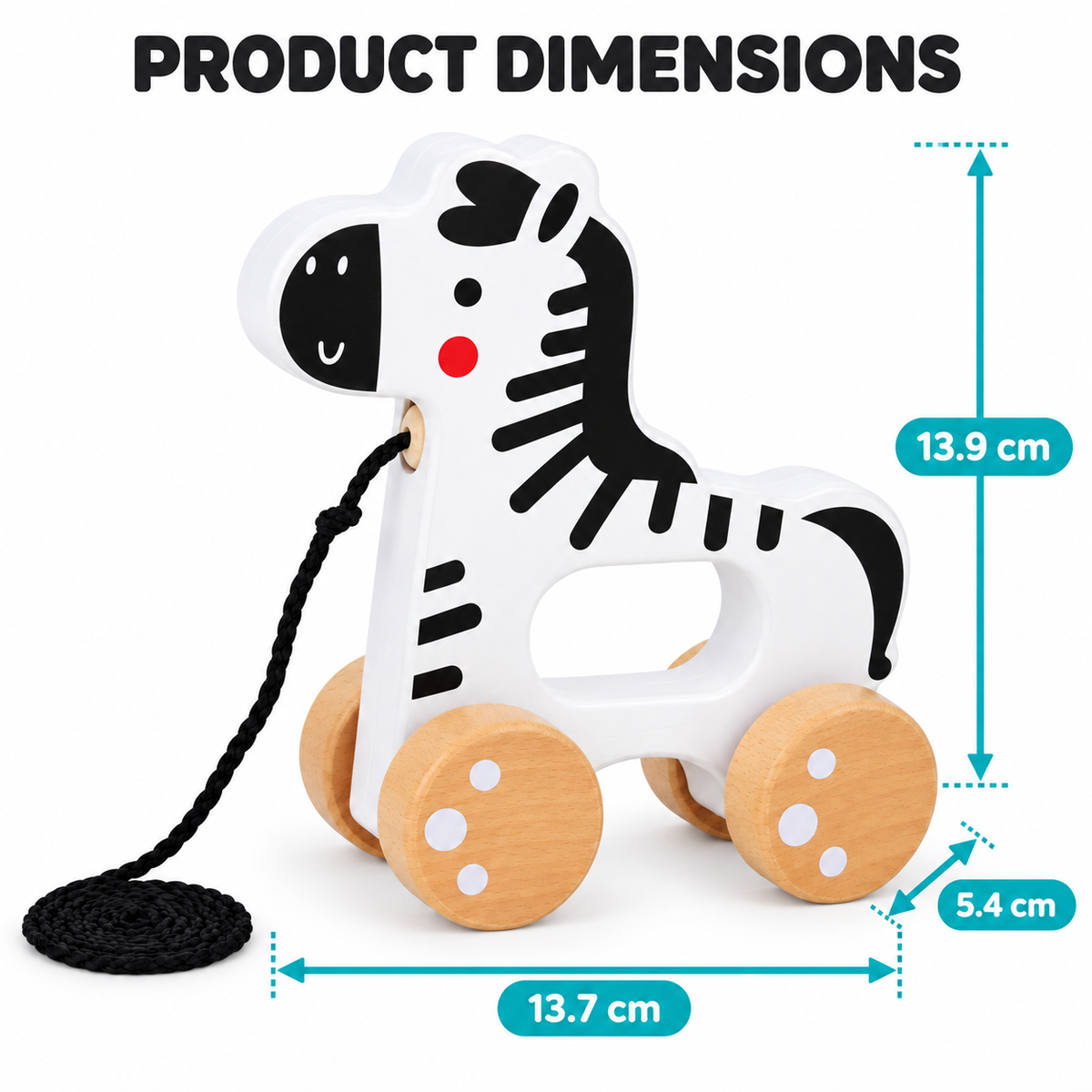 Tooky Toy Pull Along - Zebra