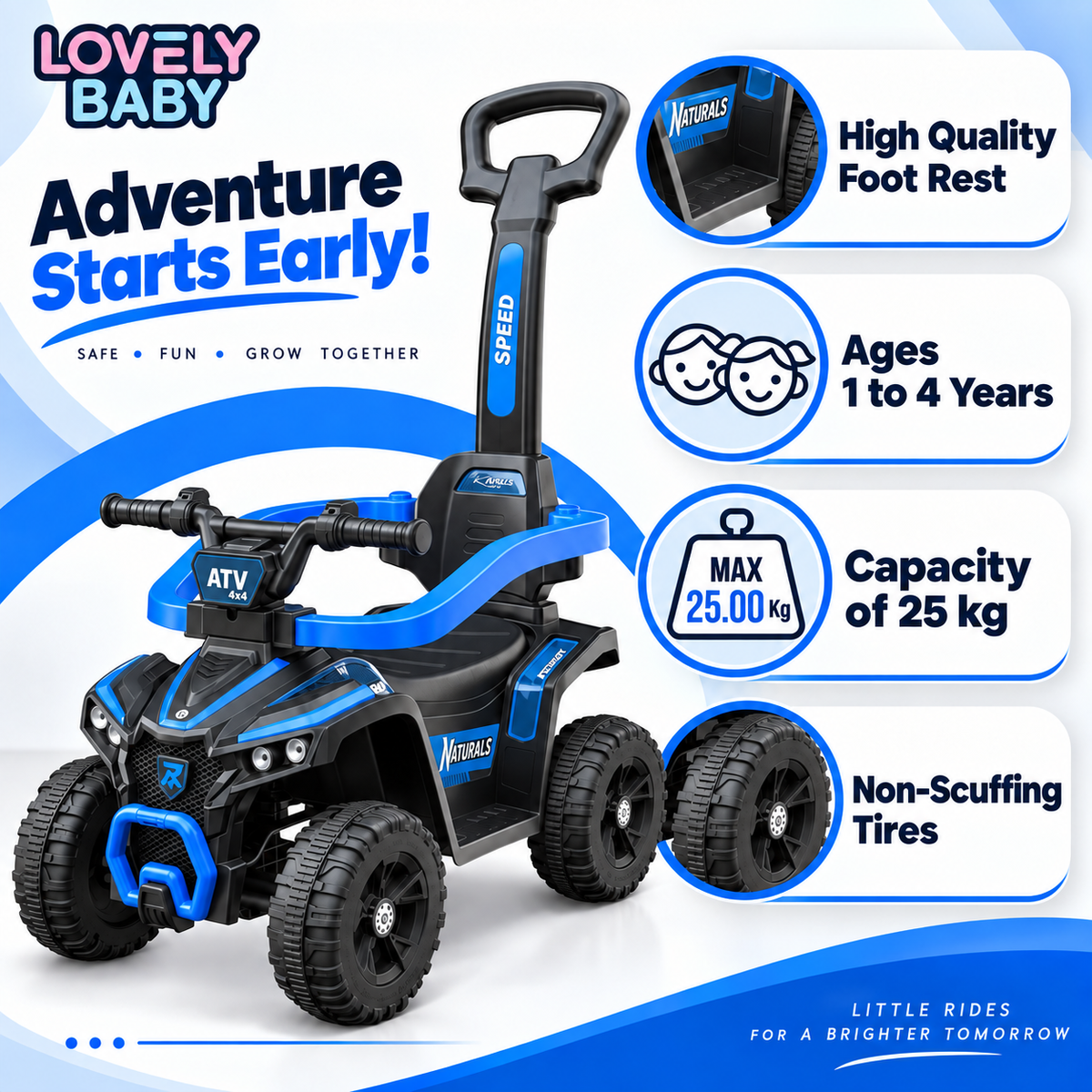 Lovely Baby Ride On Push Car for Kids With Removable Handle