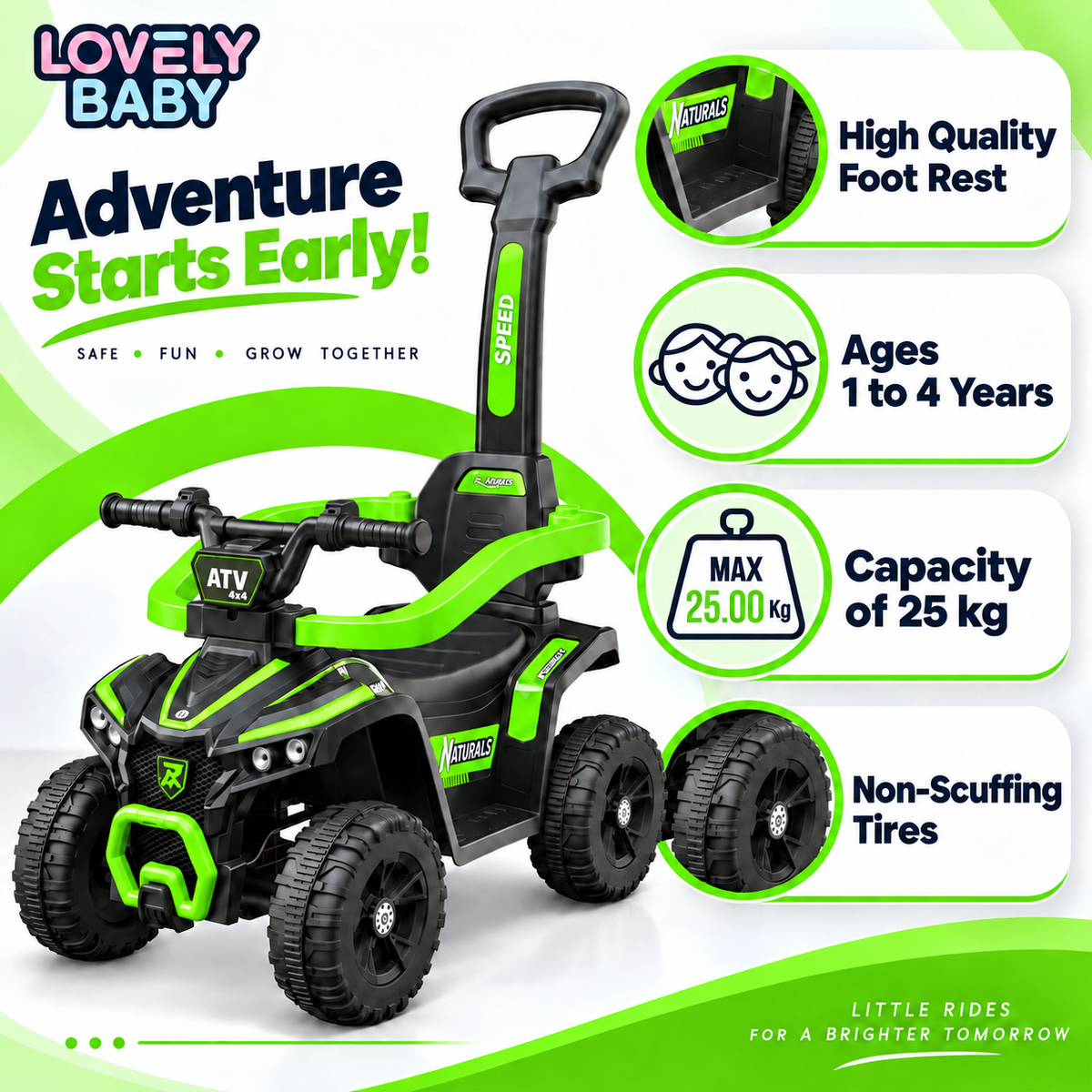 Lovely Baby Ride On Push Car for Kids With Removable Handle